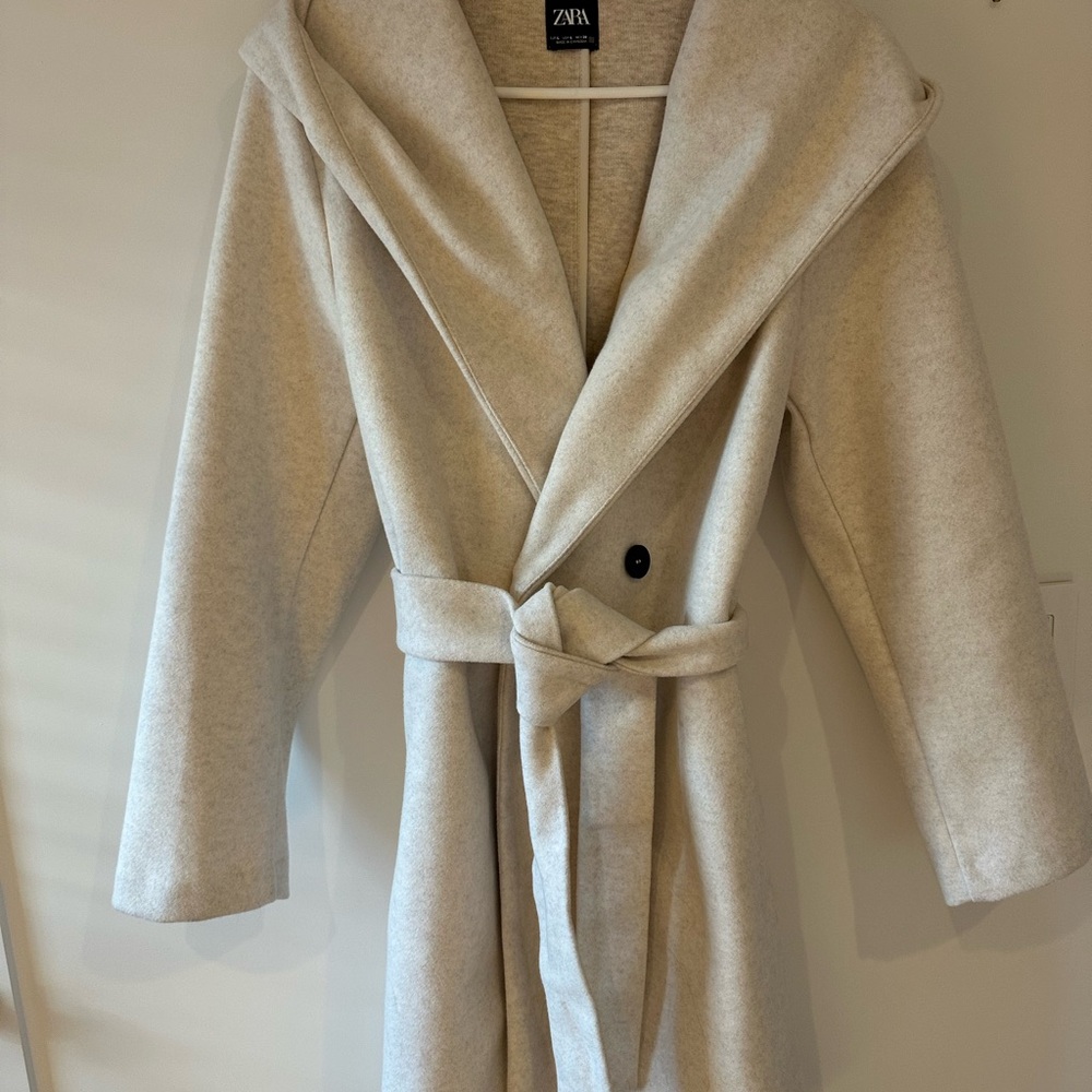 Zara Women's Beige Hooded Trench Coat
